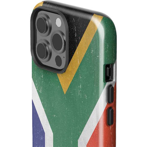 South Africa Flag Distressed iPhone 15 Pro Max Impact Case